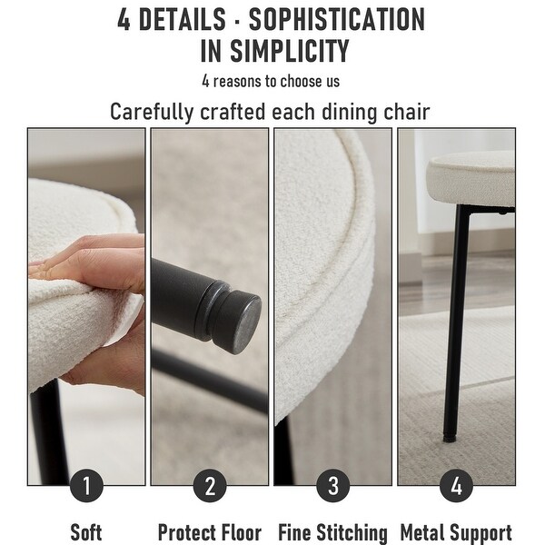 XINMICS Dining Chairs with Curved Backrest, Modern Fabric
