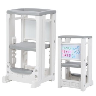 Kids Kitchen Step Stool with Dry Erase Board - 18.5"D x 18.5"W x 34.5"H