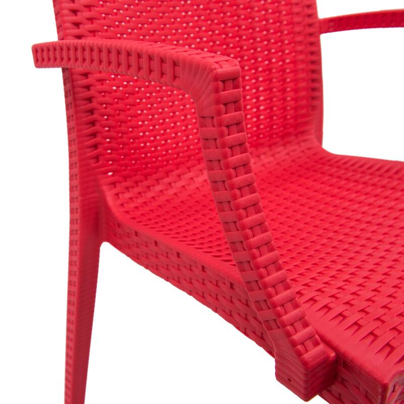 LeisureMod Mace Weave Design Outdoor Patio Armchair (Set of 2)