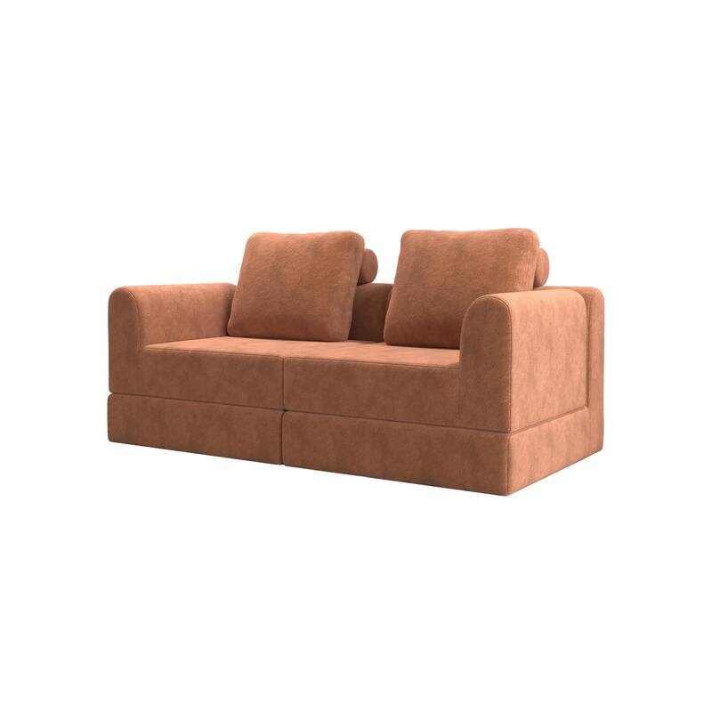 Folding 2 Tier Loveseat Sofa Portable Futon Couch with Cushion Support