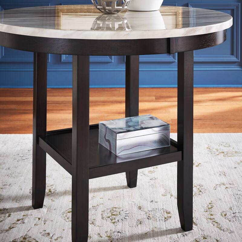 Balmforth White Faux Marble Round Counter Height Table by iNSPIRE Q Classic