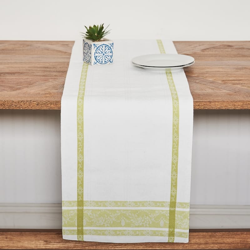 13" x 72" Rose Trellis Jacquard Peridot Table Runner - 13" x 72"