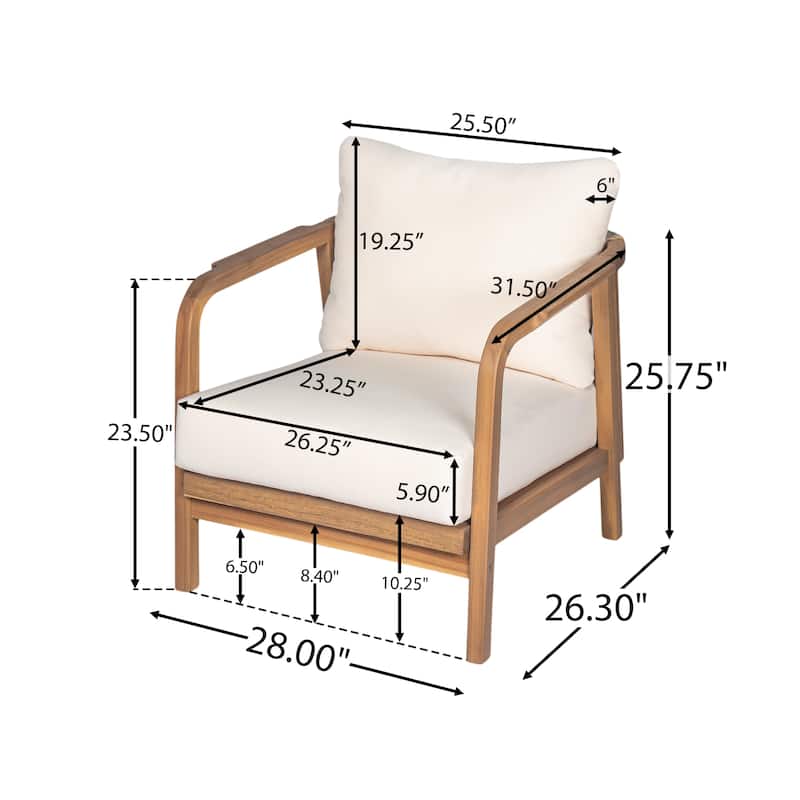 [Set of 2] 28" Outdoor Lounge Chair with Woven Backrest, Solid Wood Frame, Comfortable Cushions
