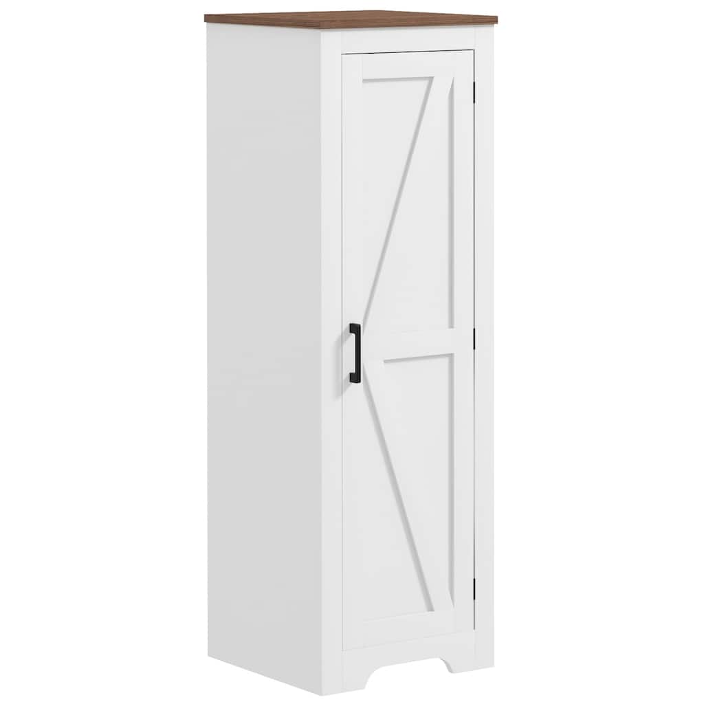 HOMCOM Farmhouse Storage Cabinet with Adjustable Shelf, Single Barn Door Accent Cabinet for Living Room