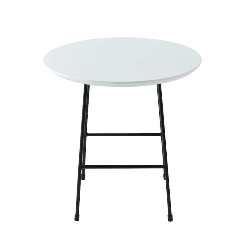 Rossmore Round Side Table MDF Wood Tabletop and Stainless Steel Frame Accent End Tables