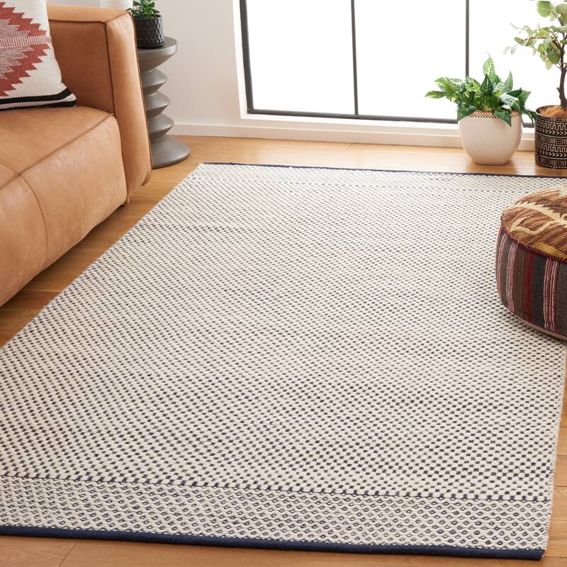 SAFAVIEH Vermont Vinnie Transitional Wool Rug - 5' x 8' - Navy/Ivory