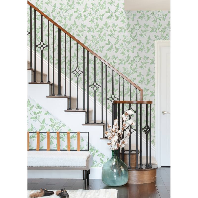 A-Street Prints Ardell Light Green Botanical Wallpaper