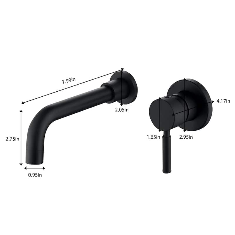 Single-Handle Wall Mount Bathroom Bathtub Faucet in Matte Black