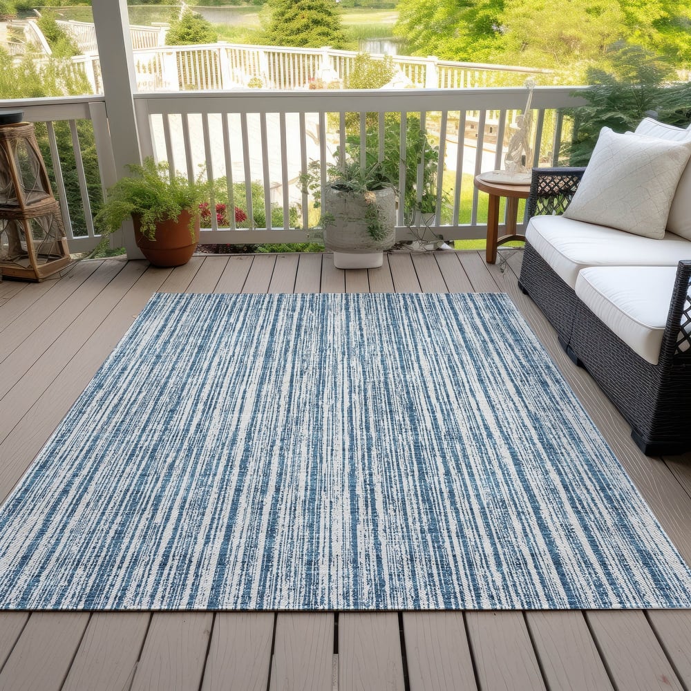 Machine Washable Indoor/ Outdoor Chantille Contemporary Stripes Rug