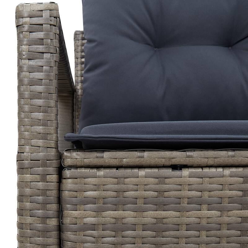 vidaXL 2-Seater Garden Sofa with Cushions Black/Brown/Grey Poly Rattan - 24.4 x 47.2 x 27.2