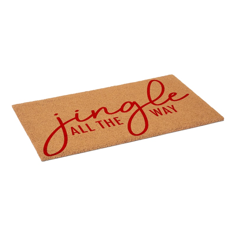 HomeRoots 24" X 36" Brown And Red Christmas Outdoor Coir Door Mat - 24.00' X '36.00