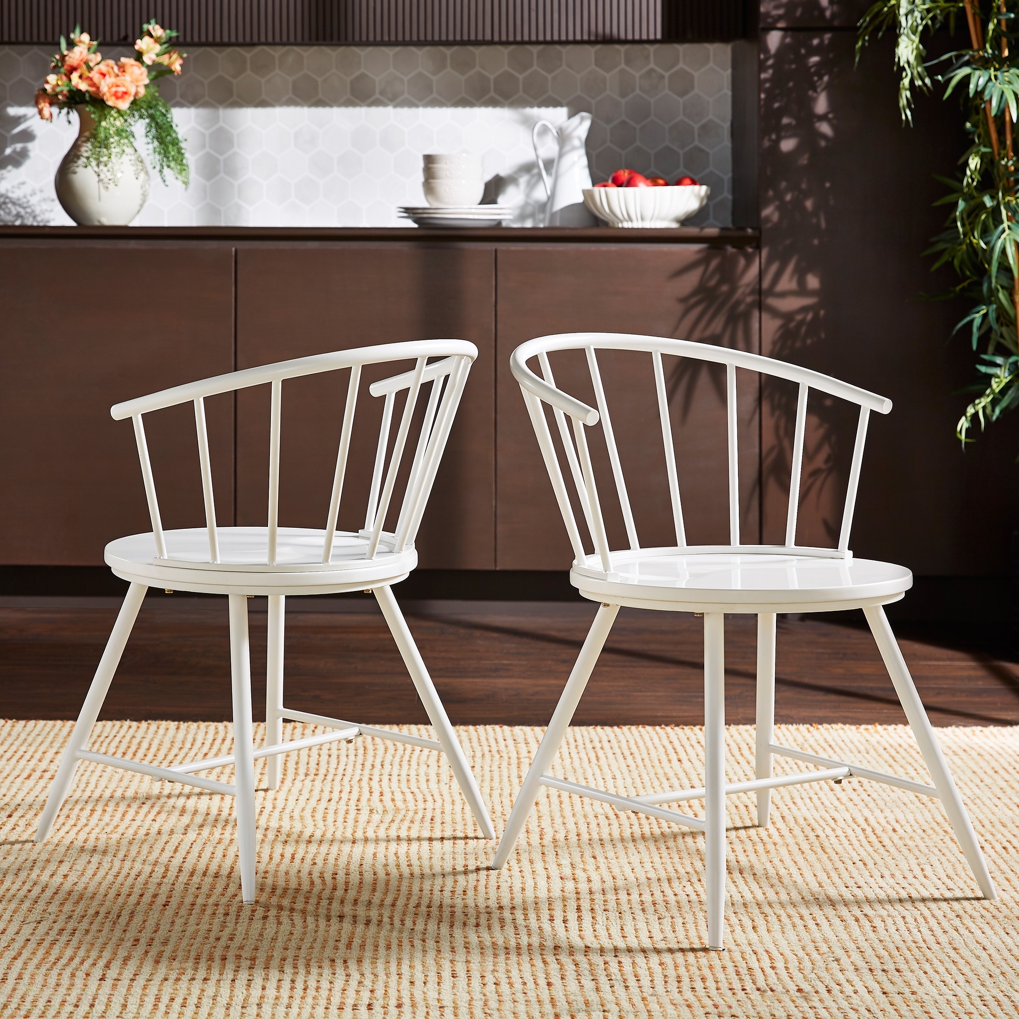 TON Windsor chair② Truman Slope Low Back Windsor Metal Side Chairs (Set of 2) by
