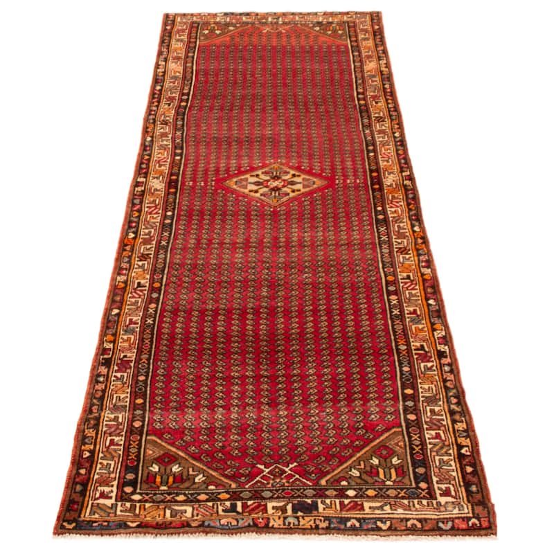 ECARPETGALLERY Hand-knotted Andelz Red Wool Rug - 3'3 x 10'4