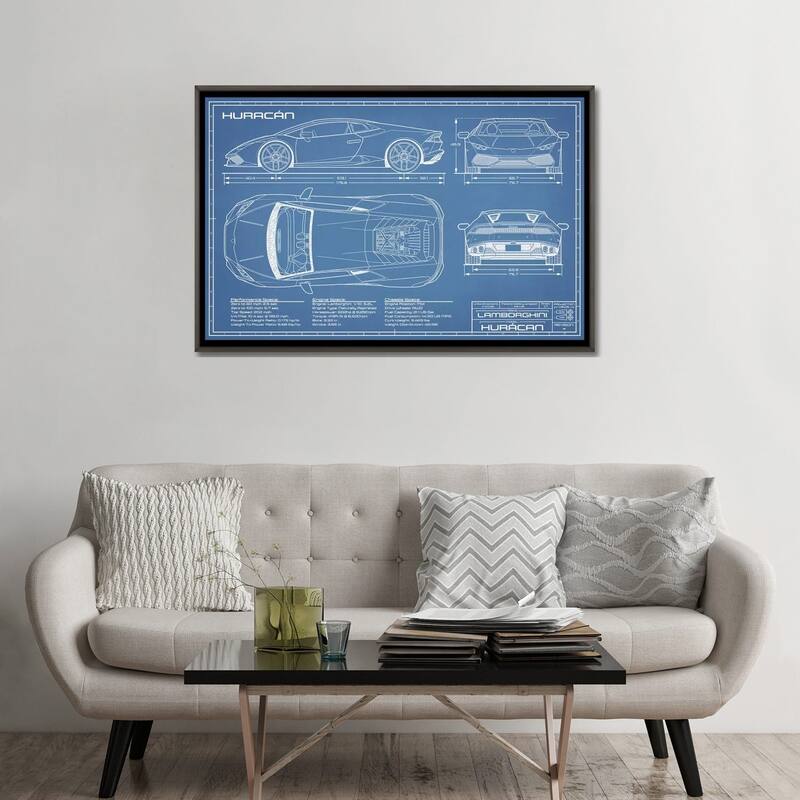 iCanvas "Lamborghini Huracan LP 610-4 Blueprint" by Action Blueprints Framed