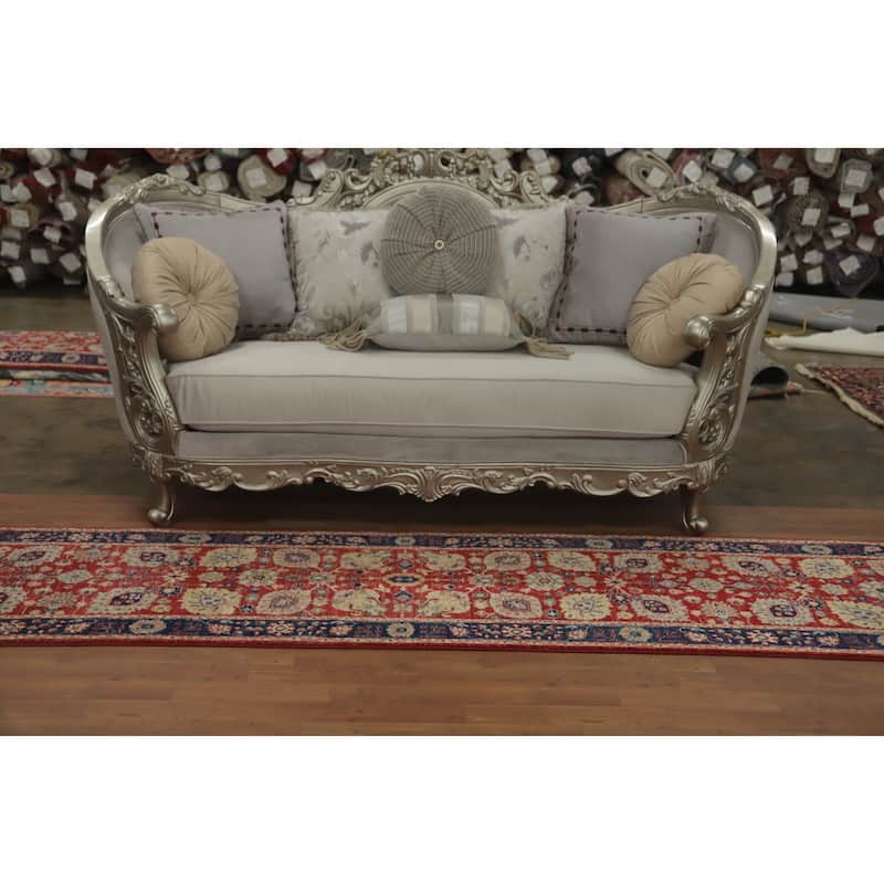 Hand Knotted Oriental 100% Wool Carpet Traditional All-Over Red Ziegler Runner Rug - 12' 0'' X 2' 6''