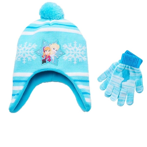 Shop Disney Girl Frozen Anna Elsa Snowflake Earflap Hat Gloves