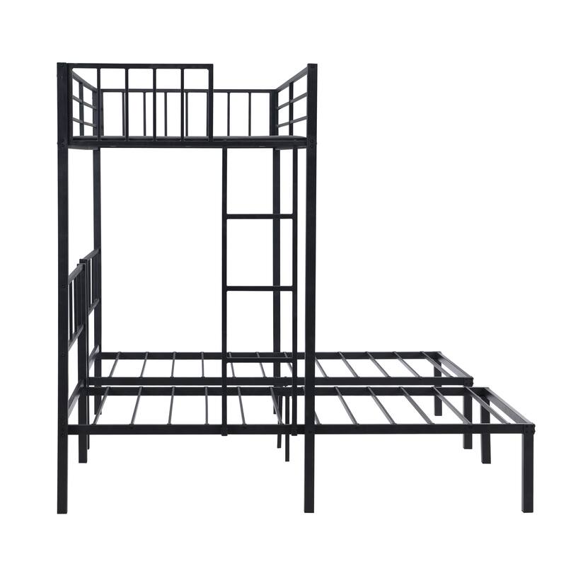 Metal Triple Twin Bunk Bed with FullLength Guard Rails and Builtin Ladder Bed Bath & Beyond