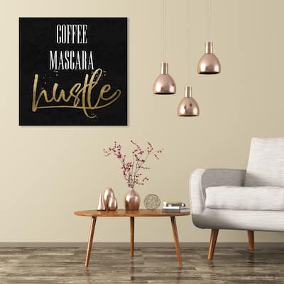 Wynwood Studio 'Coffee Mascara Hustle Velvet' Drinks and Spirits Wall Art Canvas Print Coffee - Black, Gold