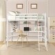 preview thumbnail 1 of 23, Space-Saving Bookcase Bed Twin Size Loft Bed with Built-in Desk, Storage Shelves, Convertible Ladder and Safety Guardrails White - Twin