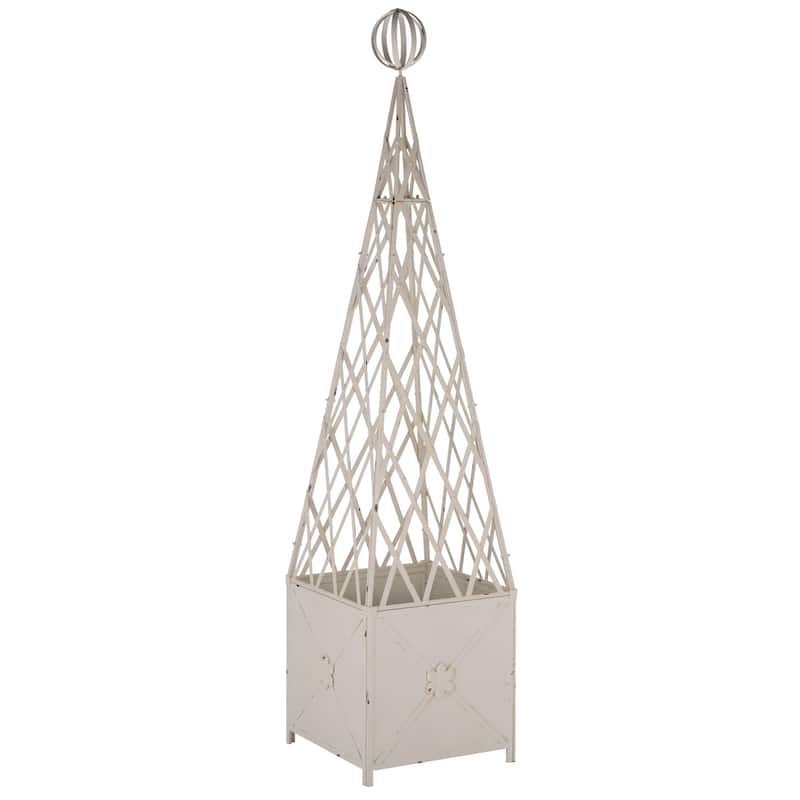 SAFAVIEH Outdoor Patio Furniture Caledonia Trellis Planter - 22"W x 22"D x 98"H