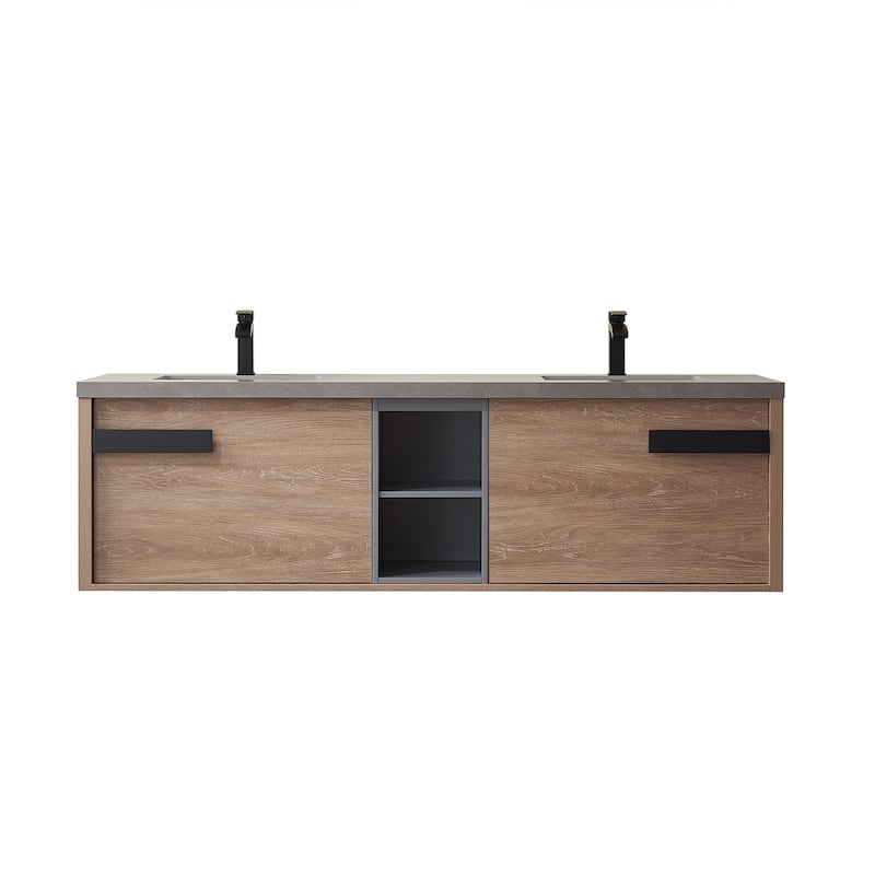 Carcastillo 72" Double Wall-Mount Vanity with Stone Top
