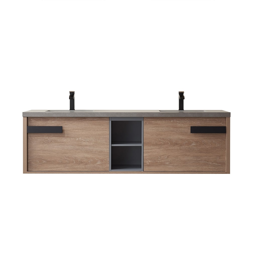 Carcastillo 72" Double Wall-Mount Vanity with Stone Top