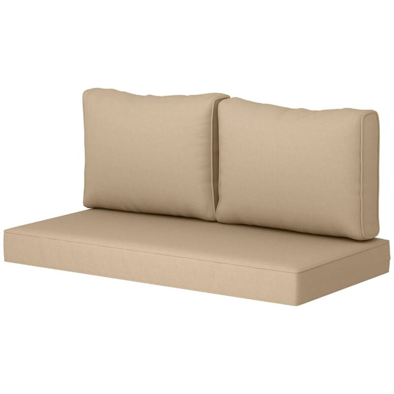 Fabric Outdoor Cushion Set with Washable Covers - Seat Cushion: 45.9" L x 26" W x 4.9" H - Beige