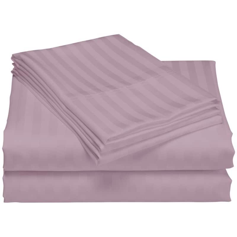 1200 Thread Count Cotton Deep Pocket Luxury Hotel Stripe Sheet Set - Purple - Full