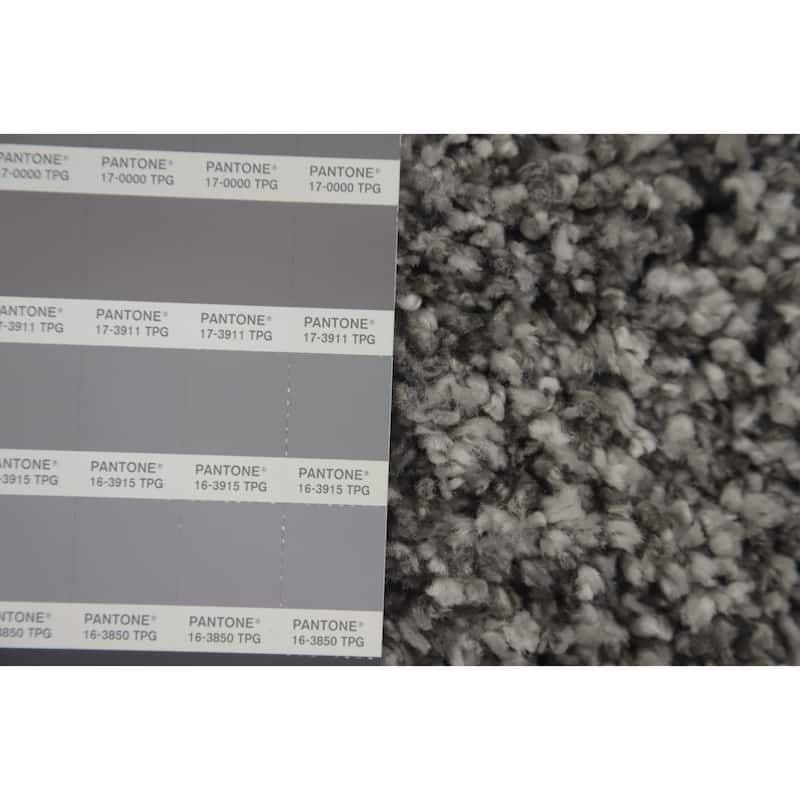 Machine Made Oriental Polyester Carpet Modern All-Over Greys & Charcoal Shaggy Area Rug - 12' 1'' X 8' 6''