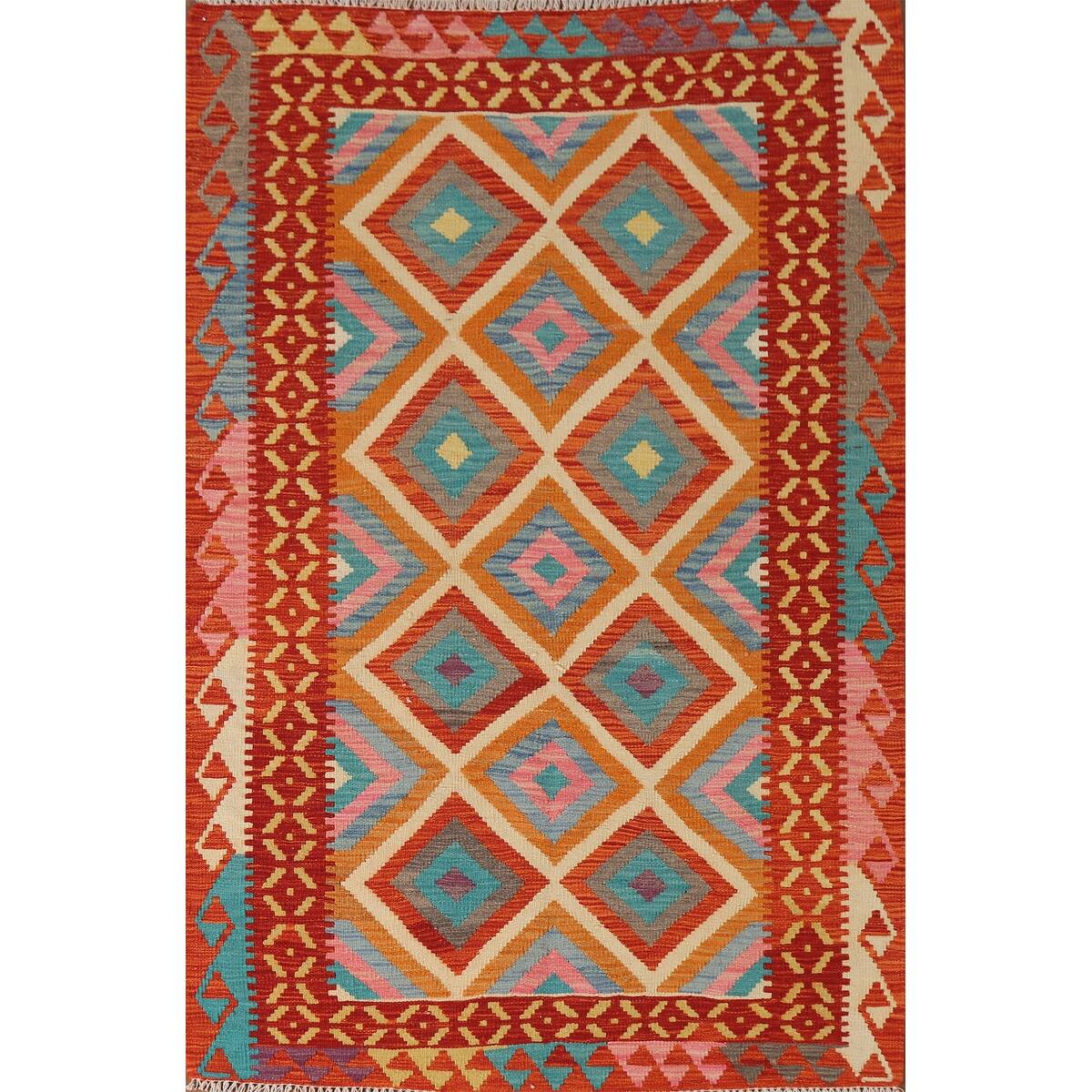 Reversible Kilim Rug Flatweave Bedroom Wool Carpet 4'0"x 6'2" Bed Bath & Beyond 37479499