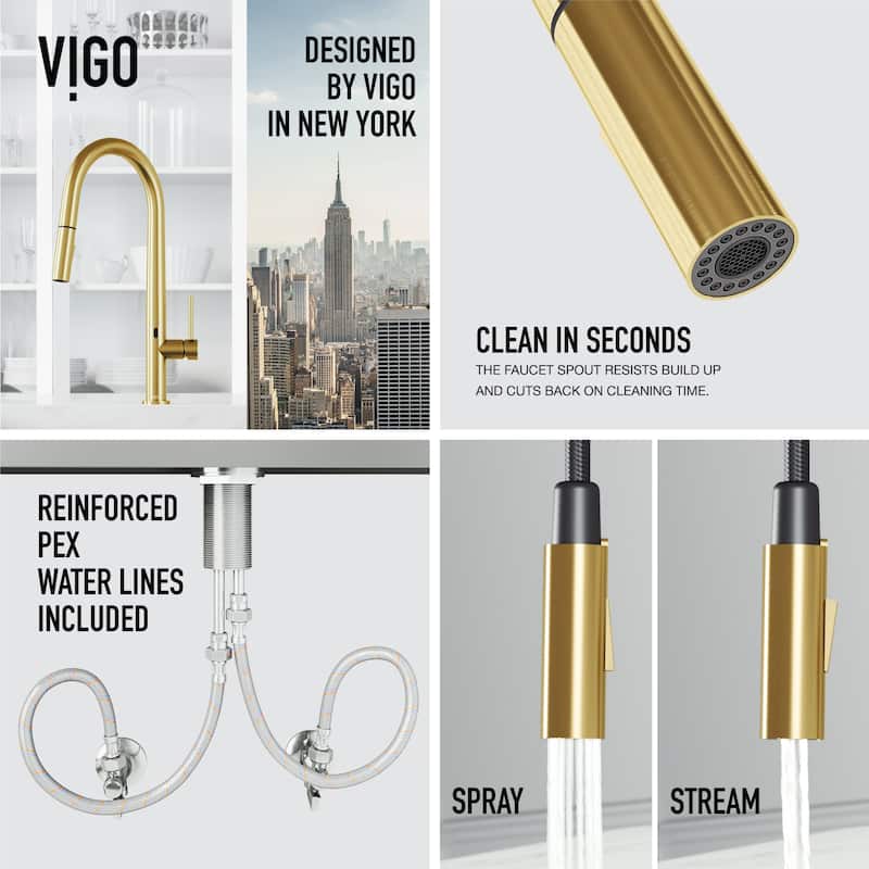 VIGO Greenwich 18" H Single Handle Pull-Down Sprayer Kitchen Faucet with Touchless Sensor