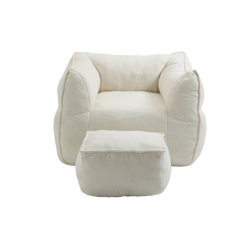 GDFStudio - COOLMORE Boucle Bean Bag Chair with Memory Foam Filling for Ultimate Comfort
