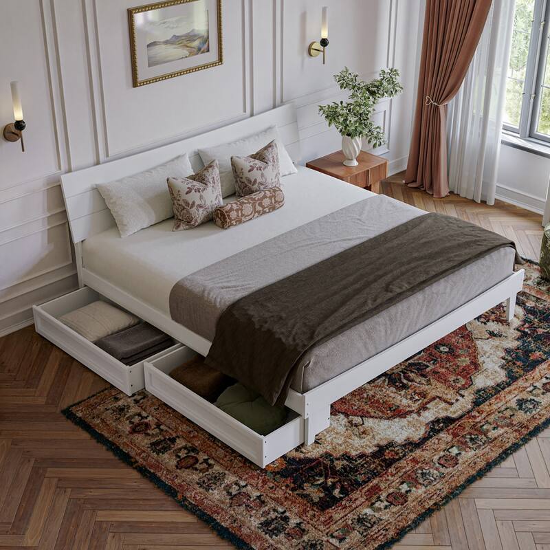 Phoenix Wood Platform Bed with Storage Drawers
