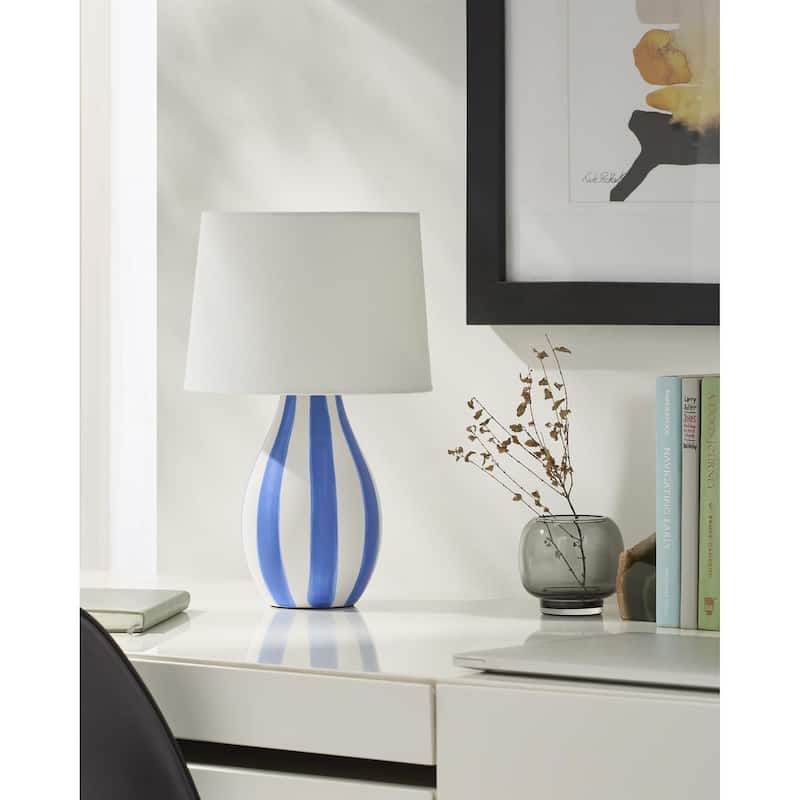 Livabliss Melbu Traditional Accent Table Lamp - 14"H x 9"W x 9"D - Blue