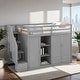 preview thumbnail 2 of 34, Stylish & Simple Functional Loft Bed with 3 Shelves, 2 Wardrobes and 2 Drawers, Ladder with Storage, No Box Spring Needed, Gray