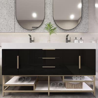 Noble 60" Free Standing Vanity with Reinforced Acrylic Double Sink - 60" Width