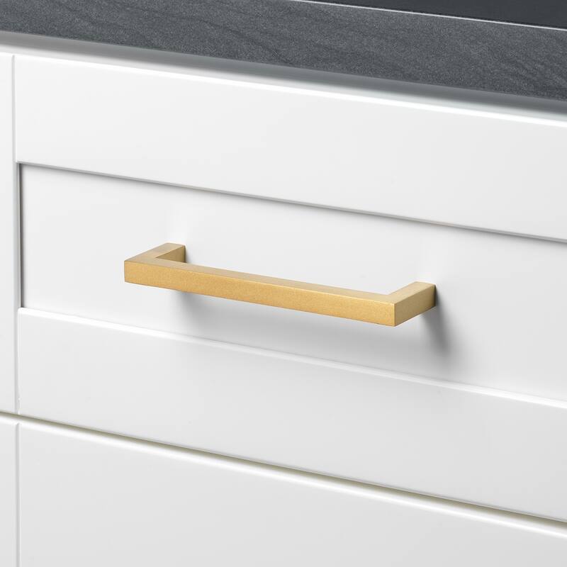 GlideRite 5-Pack 6-5/16 in. Center Satin Gold Solid Square Bar Pulls - Satin Gold