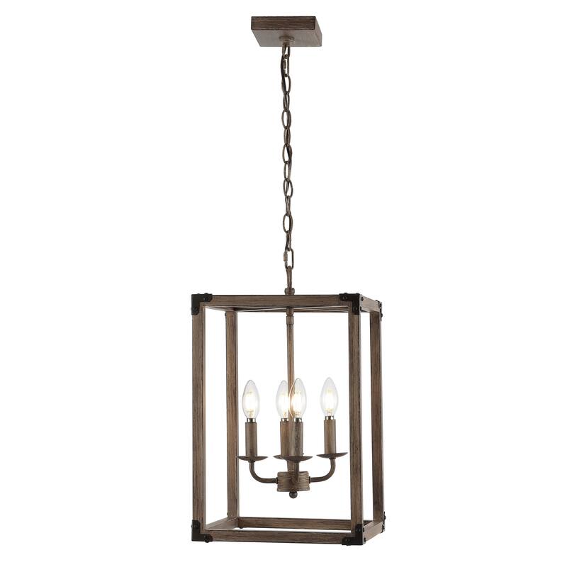 Gabrielle 4-Light Adjustable Iron Rustic Farmhouse LED Pendant, by JONATHAN Y