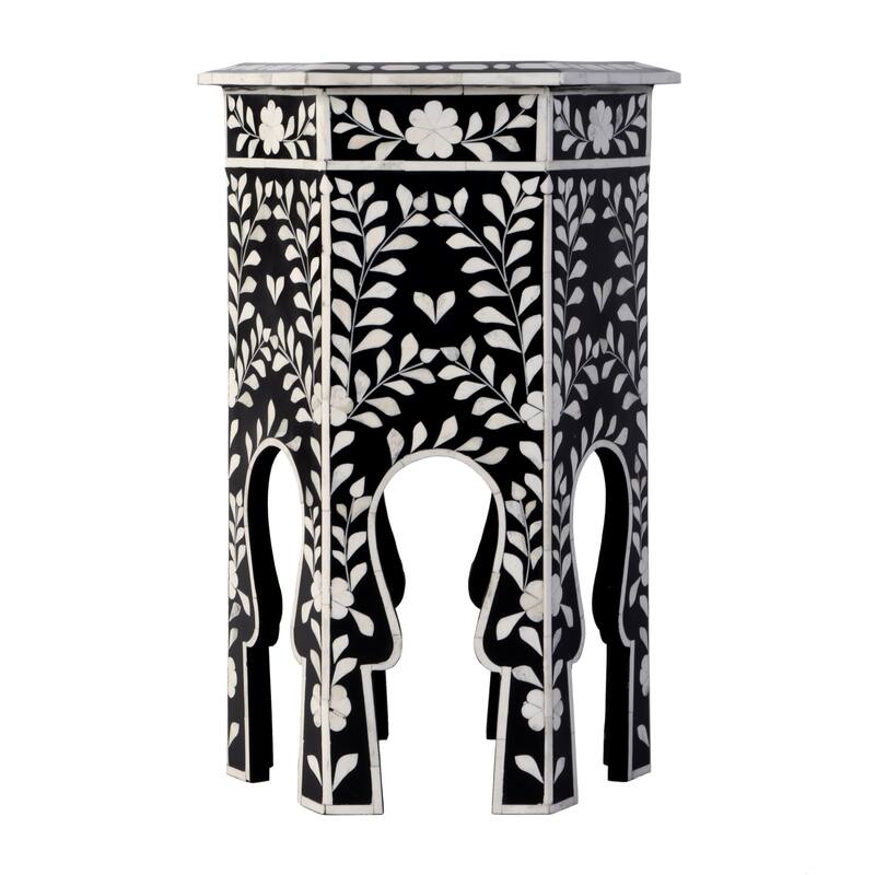Amaya 16 in. W Hexagon Bone Inlay Side Table