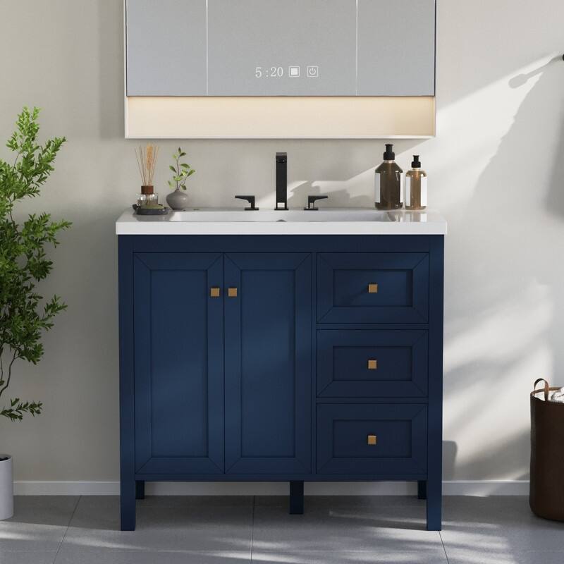 Moasis 36"/42" Bathroom Vanity with Sink Set and 2 Soft-Closing Doors & 3 Drawers