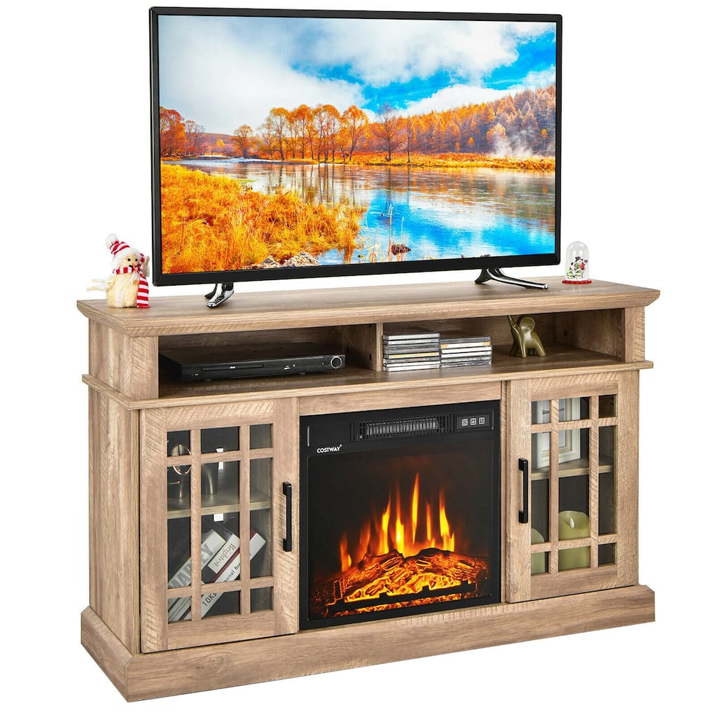 Gymax 48'' Fireplace TV Stand W/ 1400W Electric Fireplace for TVs up
