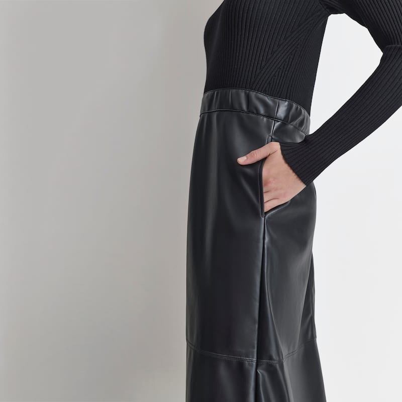 DKNY Mixed Media Sweater Dress - Black - S
