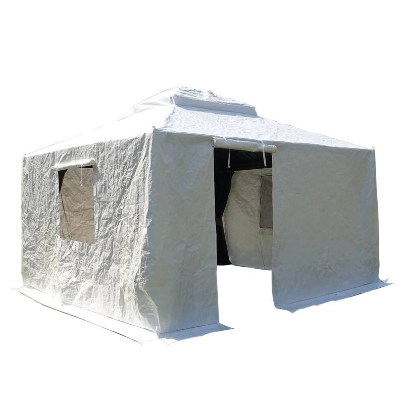 Domi 8' x 8' Universal Winter Gazebo Cover, All Season Waterproof Enclosed Cover with Sidewalls & Ventilated Mesh Windows, White