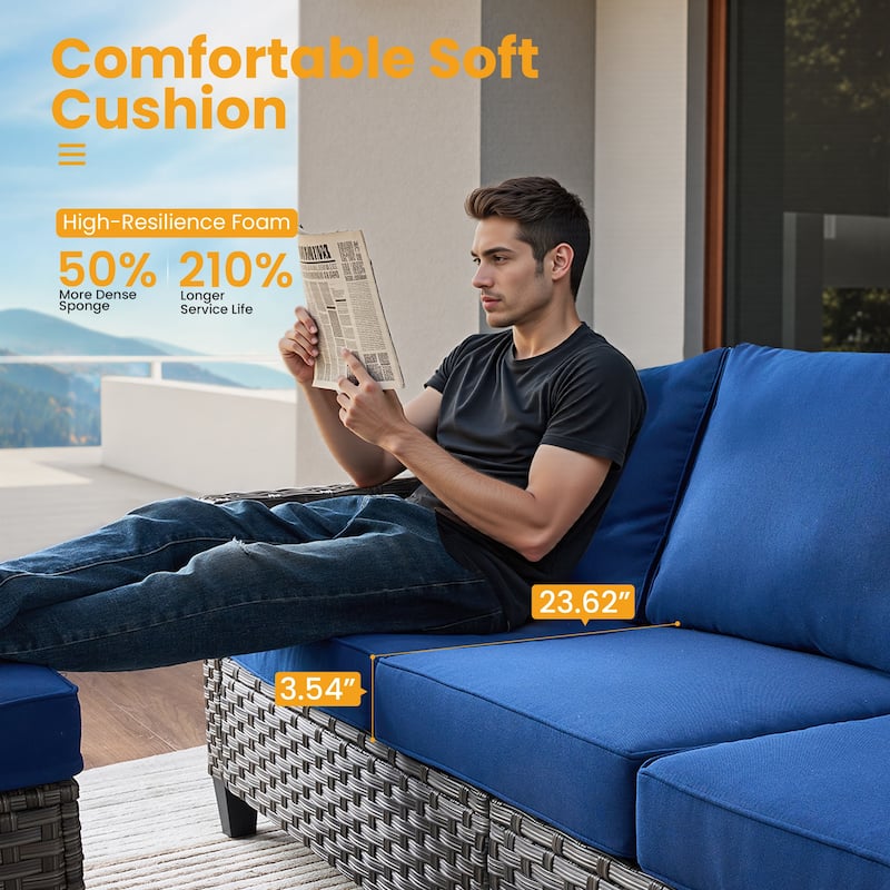 ​​OVIOS 10-Piece Outdoor Wicker Set with Fire Pit Table​