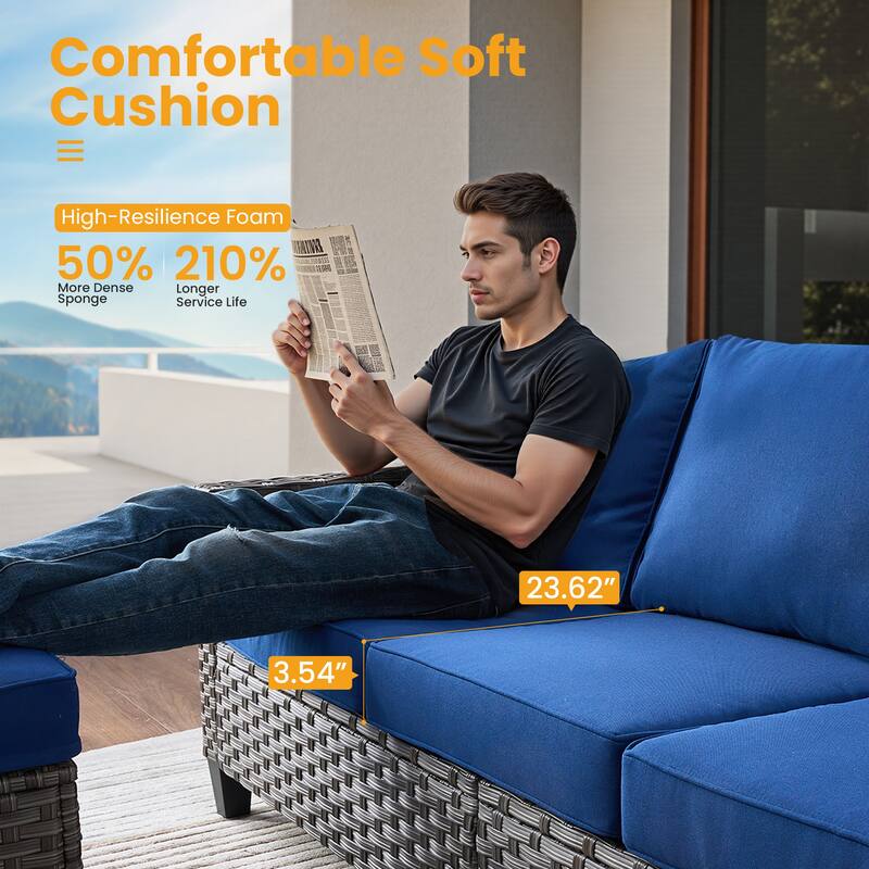 ​​OVIOS 5-Piece Outdoor Wicker Set With Ottoman