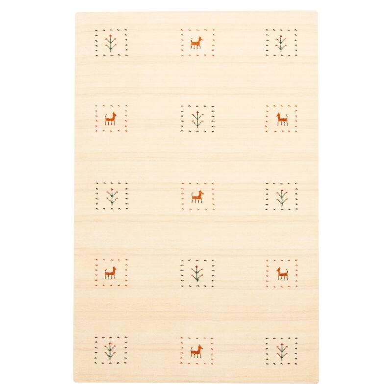 ECARPETGALLERY Hand Loomed Kashkuli Gabbeh Cream Wool Rug - 3'1 x 4'9