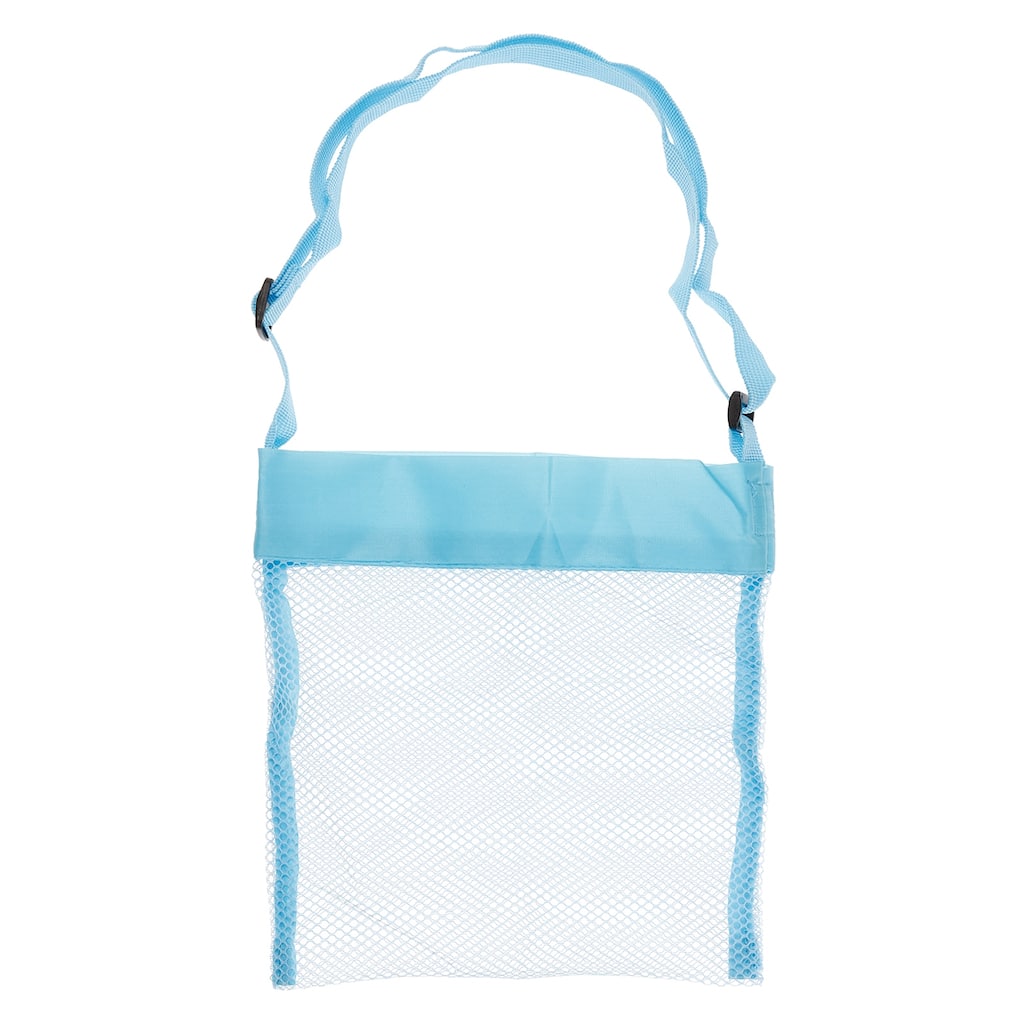 Mesh Beach Bag, Small Sand Backpack Sea Shell Tote Bags with Straps - Sky Blue