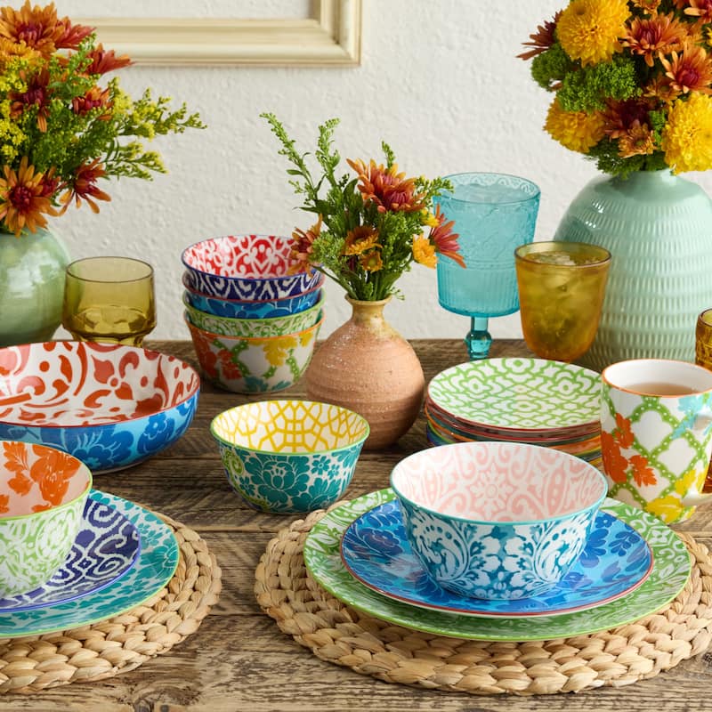 Certified International Pavillion 4.75" All Purpose 14 oz. Bowls, Set of 6 Assorted Designs - 4.75"L x 4.75"W x 2.25"H