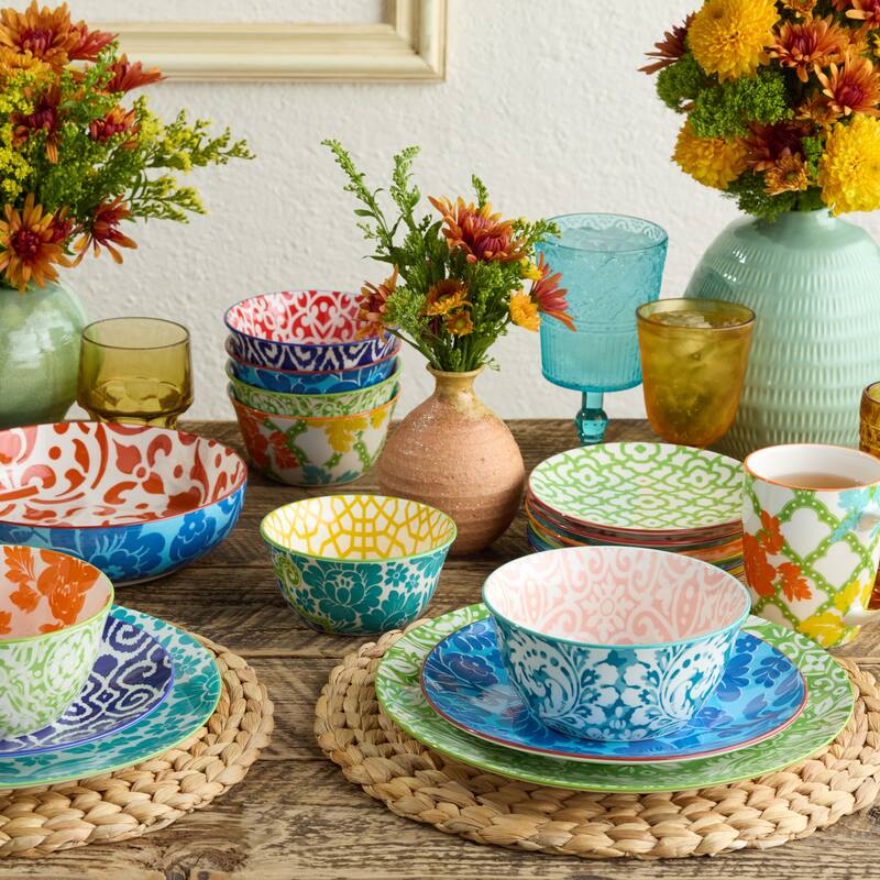 Certified International Pavillion 6" All Purpose 18 oz. Bowls, Set of 6 Assorted Designs - 6.00"L x 6.00"W x 3.00"H