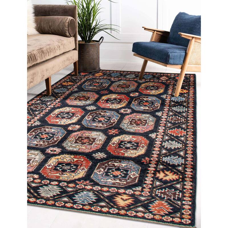 ECARPETGALLERY Hand-knotted Uzbek Ghazni Navy Wool Rug - 3'10 x 5'10